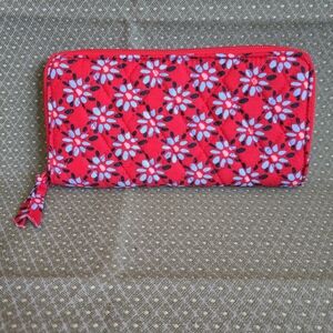 Vera Bradley Floral Red Zipper Wallet NWOT